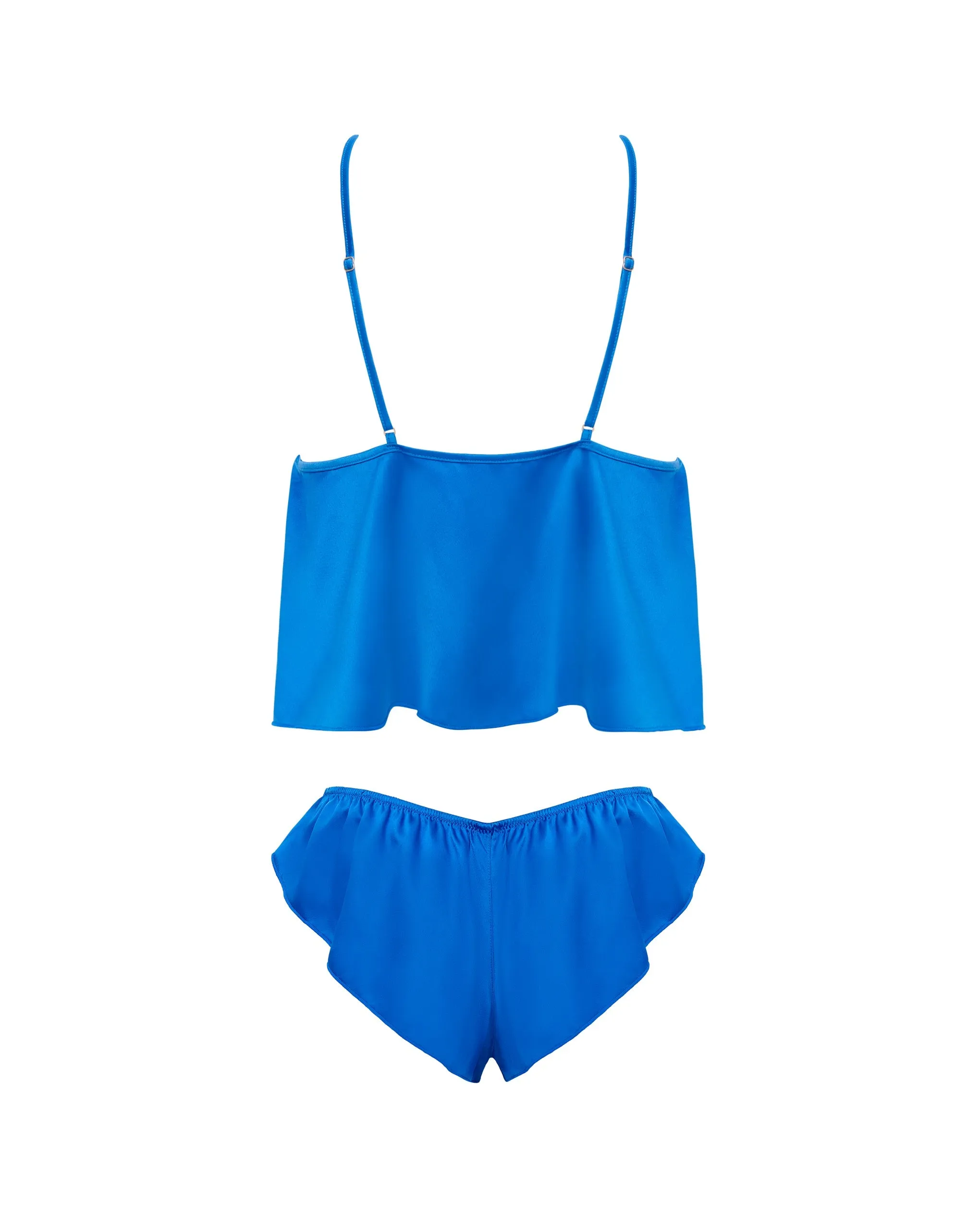 Faye Set Top e Short in Raso Luxe Blu Notte