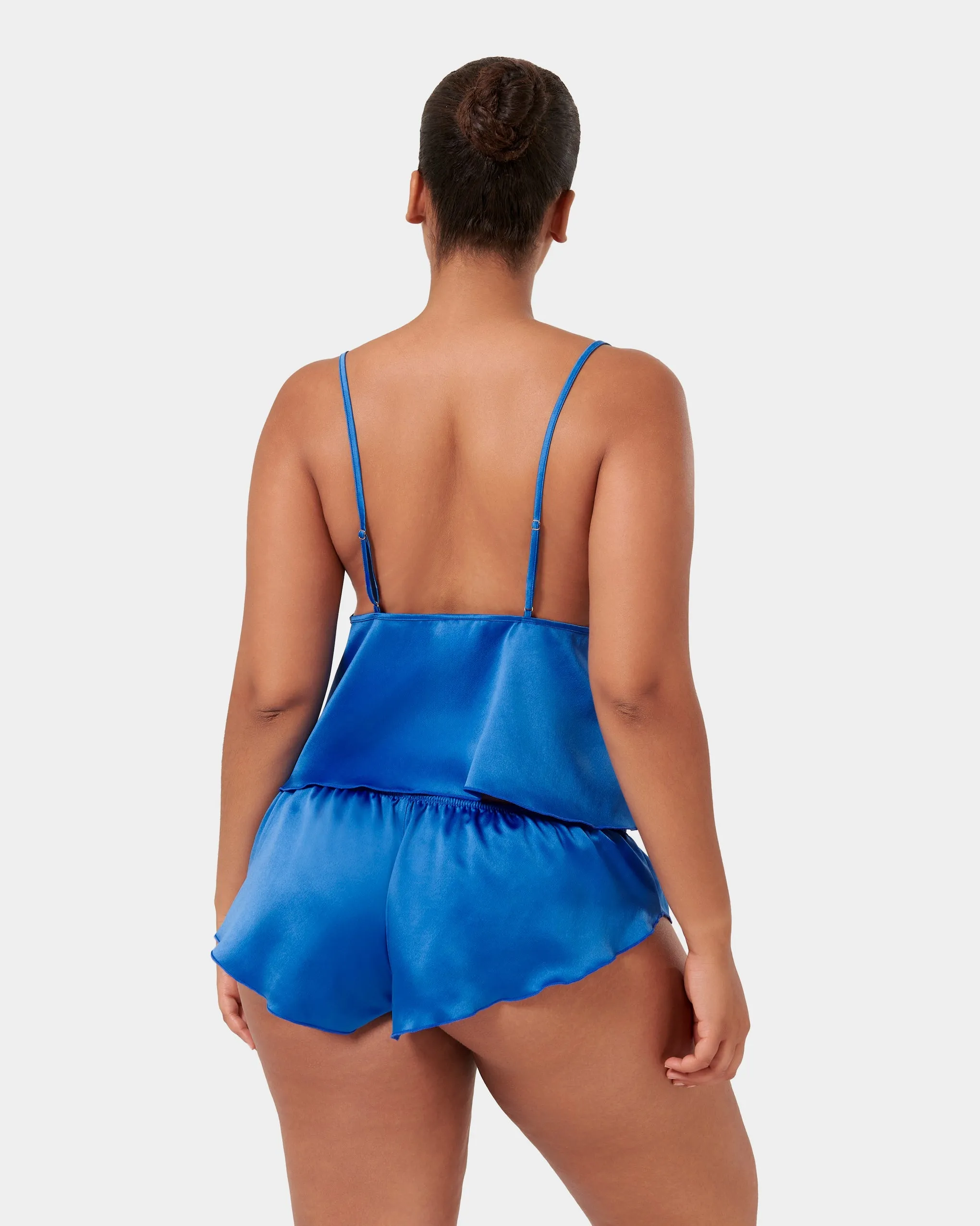 Faye Set Top e Short in Raso Luxe Blu Notte