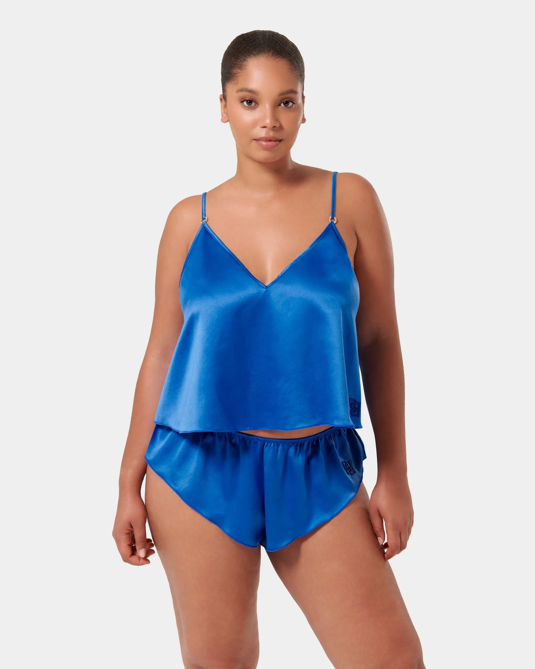 Faye Set Top e Short in Raso Luxe Blu Notte