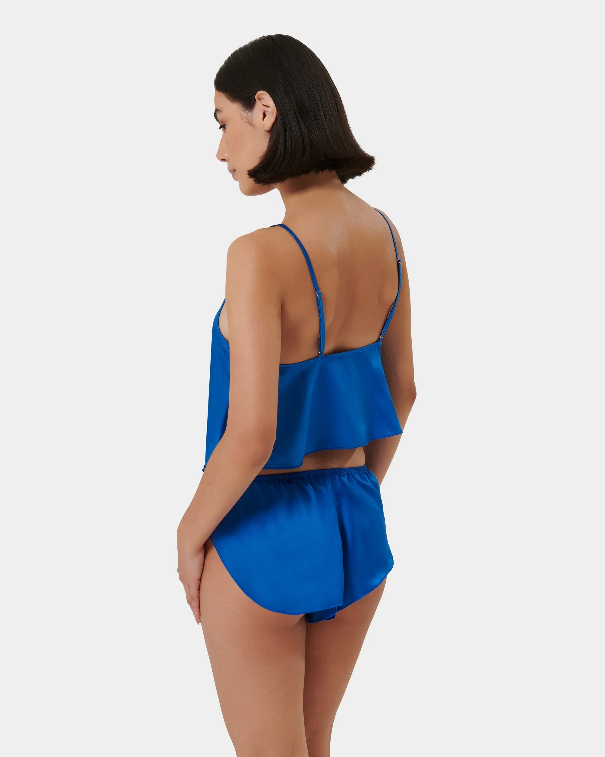 Faye Set Top e Short in Raso Luxe Blu Notte