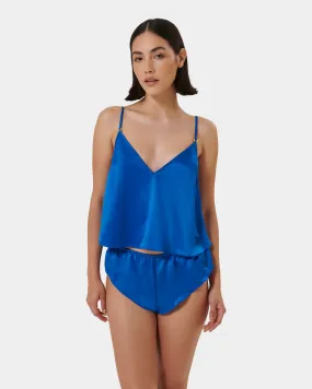 Faye Set Top e Short in Raso Luxe Blu Notte