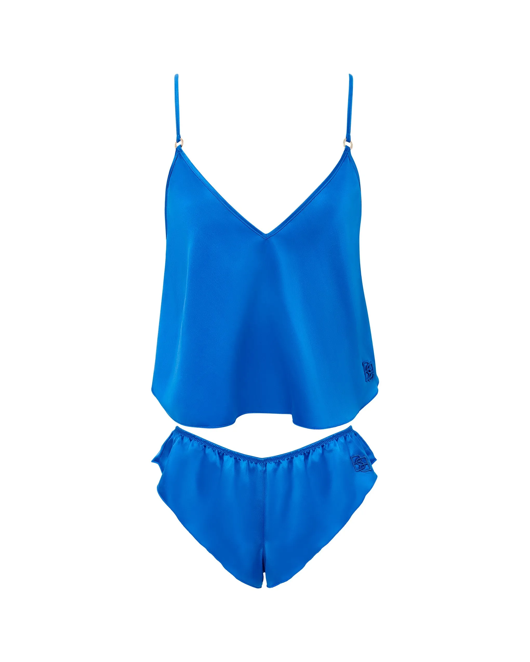 Faye Set Top e Short in Raso Luxe Blu Notte