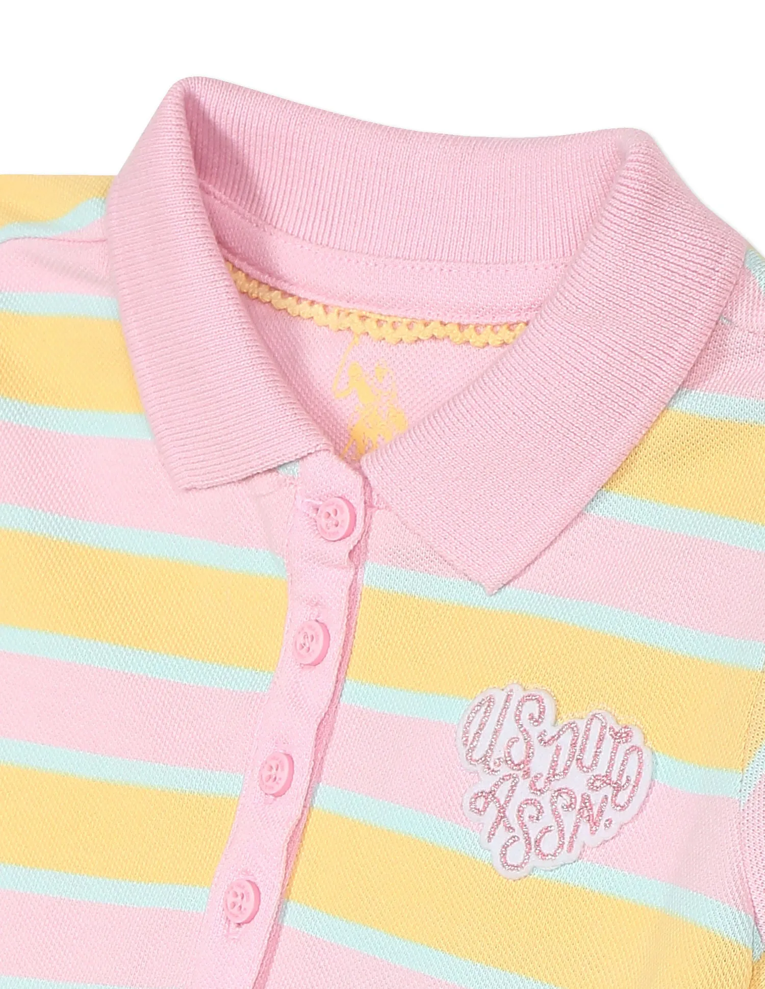 Flared Hem Striped Polo Shirt