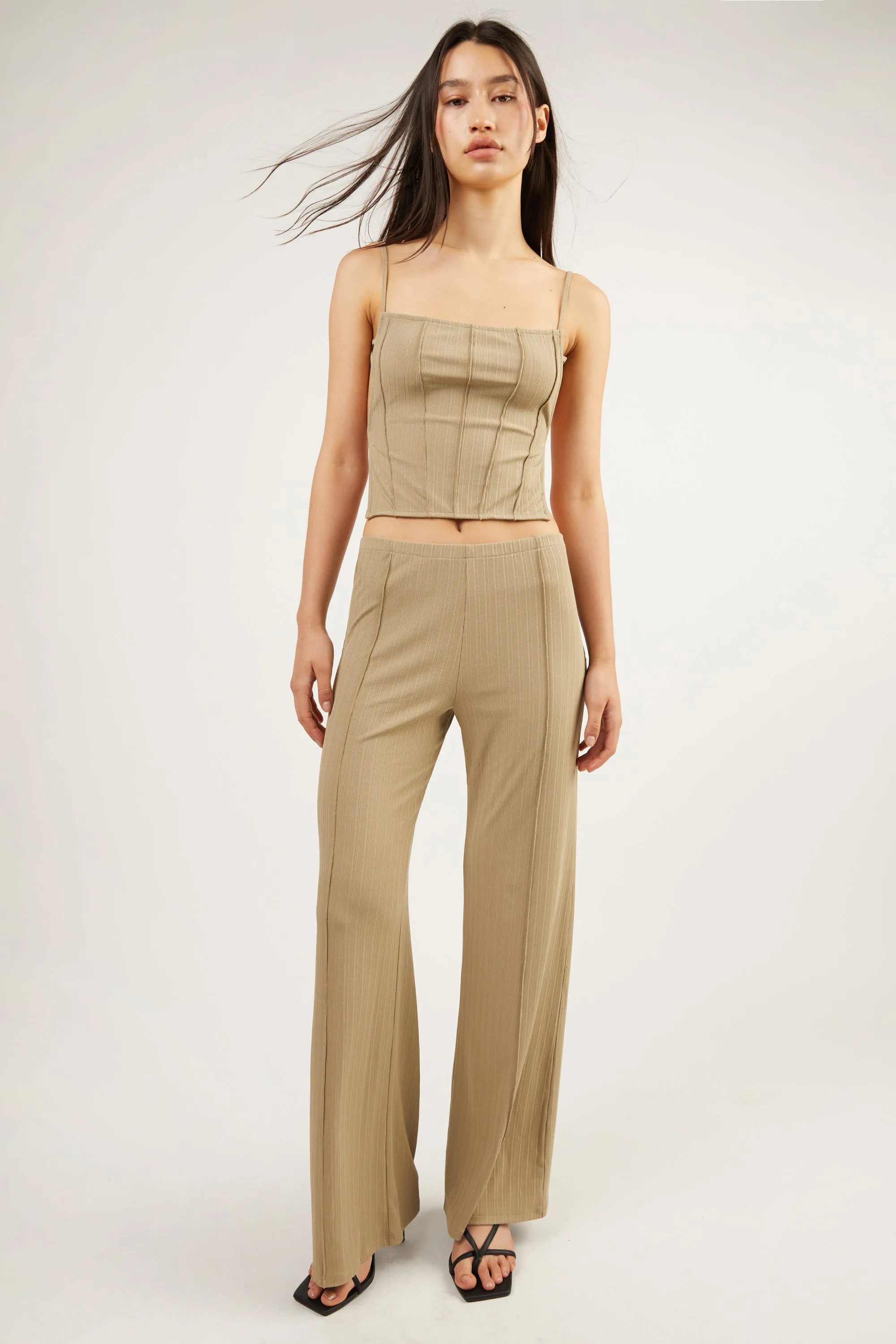 FLARED PANT WITH STITCH DETAILS