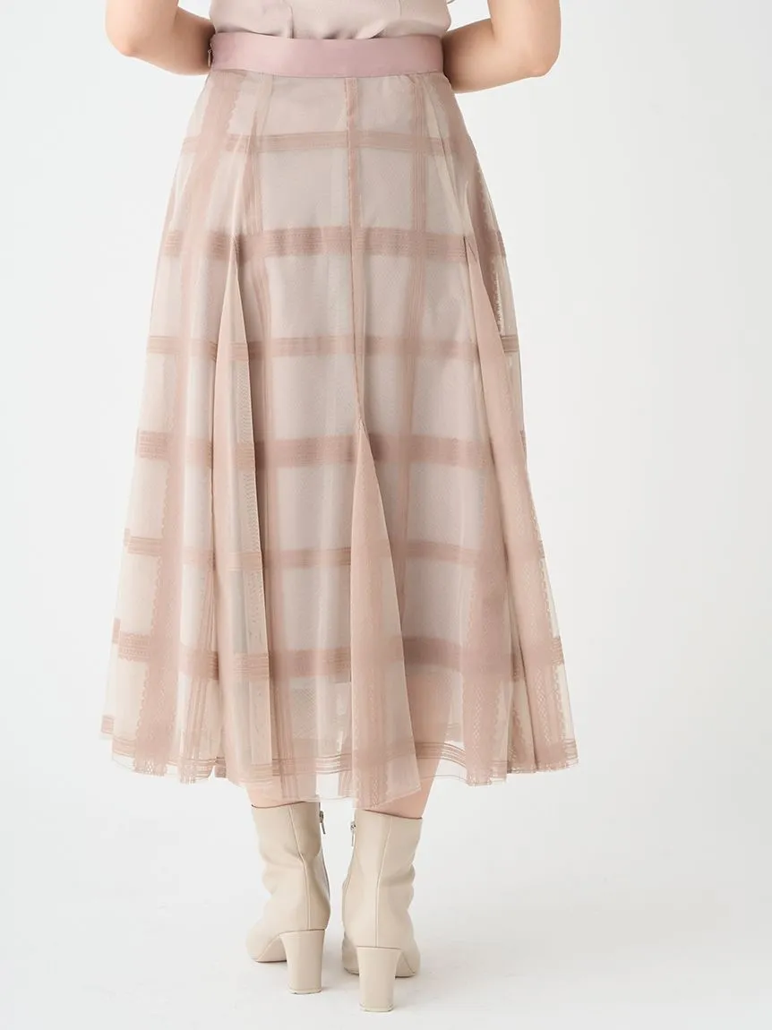 Flocked Check Tulle Skirt