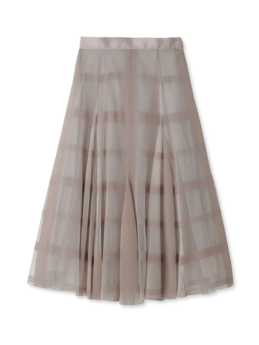 Flocked Check Tulle Skirt