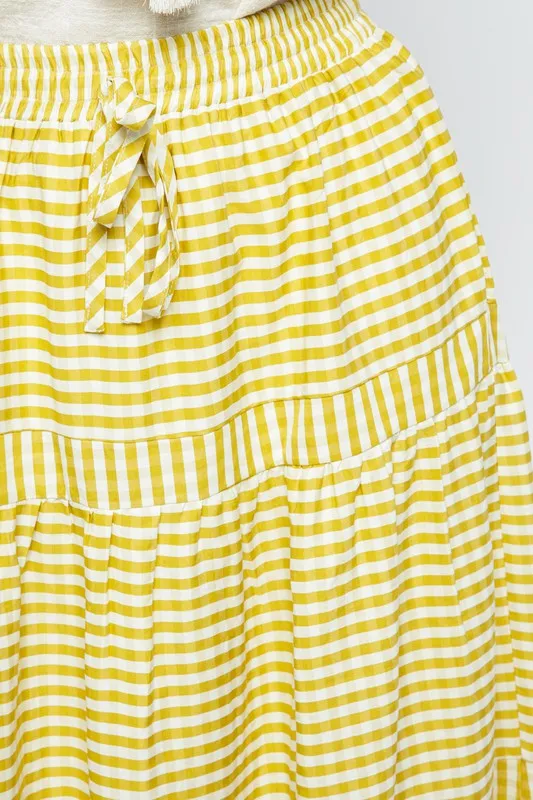 Gabby Gingham Flare Skirt in Honey