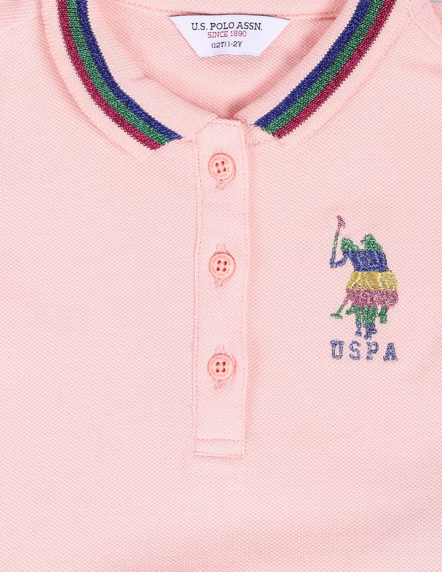 Girls Flared Hem Pique Polo Shirt