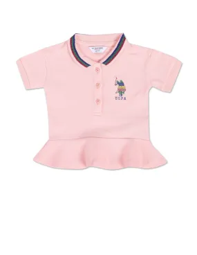 Girls Flared Hem Pique Polo Shirt