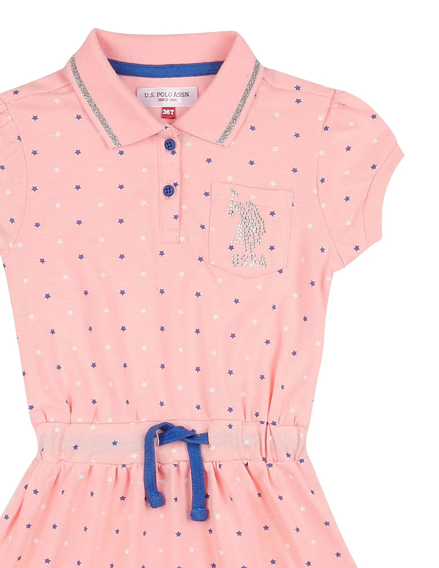 Girls Star Print Polo Dress