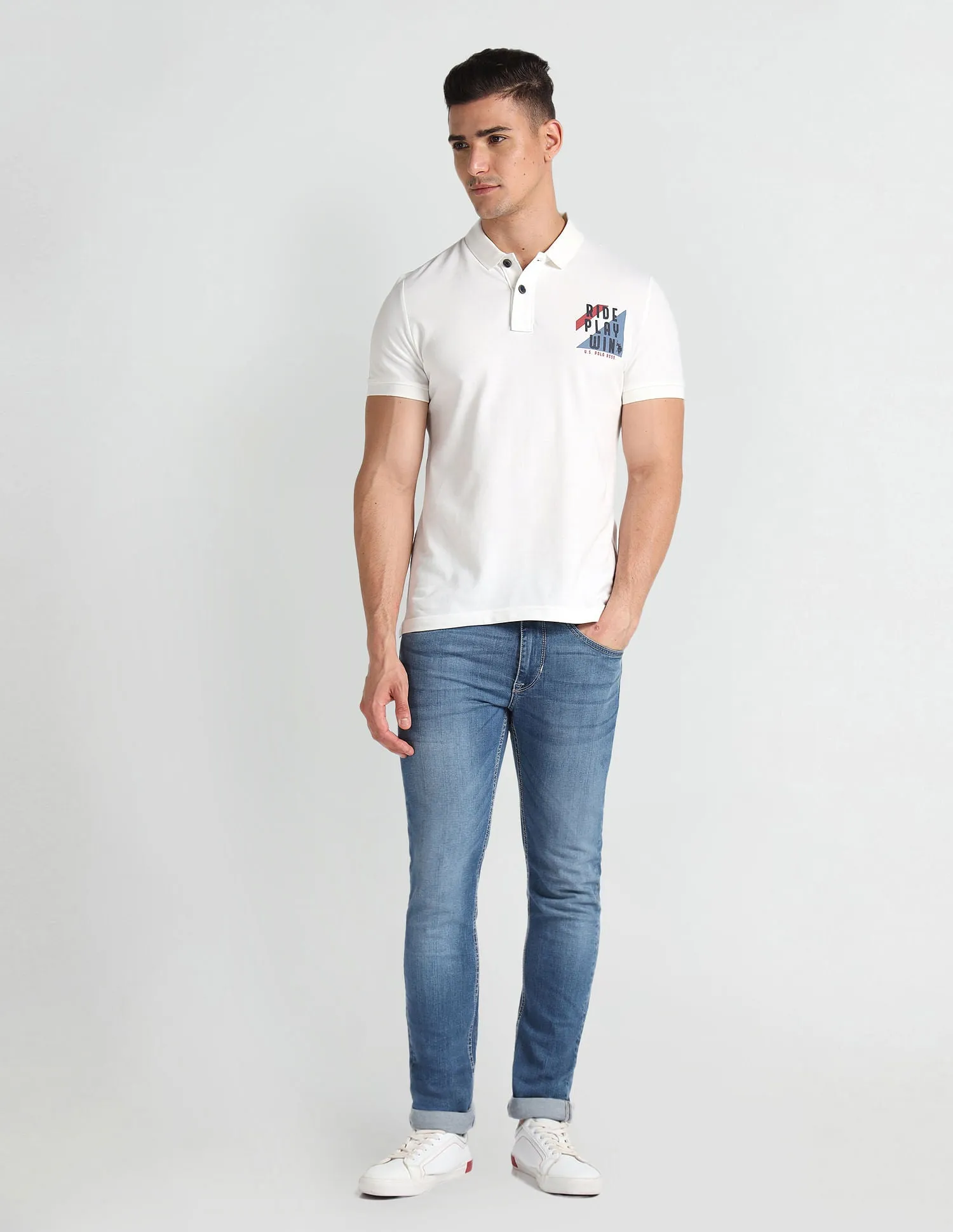 Graphic Logo Muscle Fit Polo Shirt