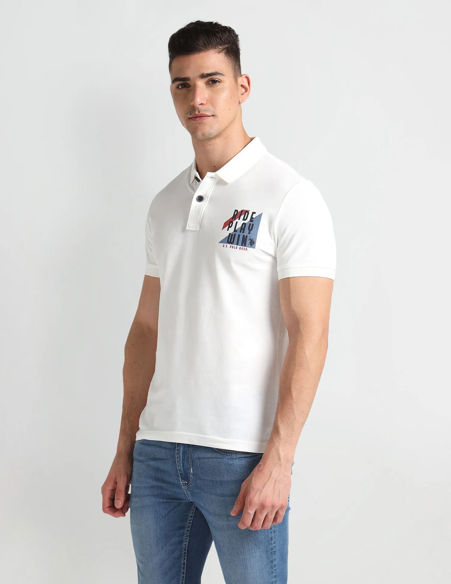 Graphic Logo Muscle Fit Polo Shirt