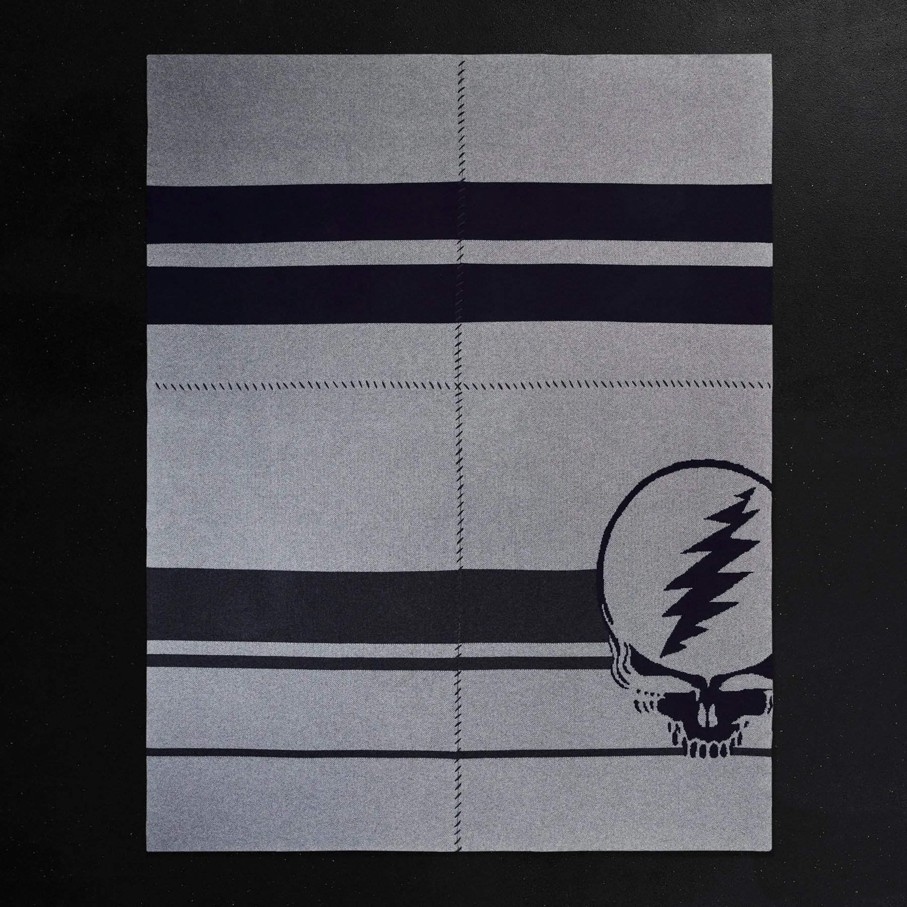 Grateful Dead Cashmere Blanket - Grey Smoke/Navy/Charcoal