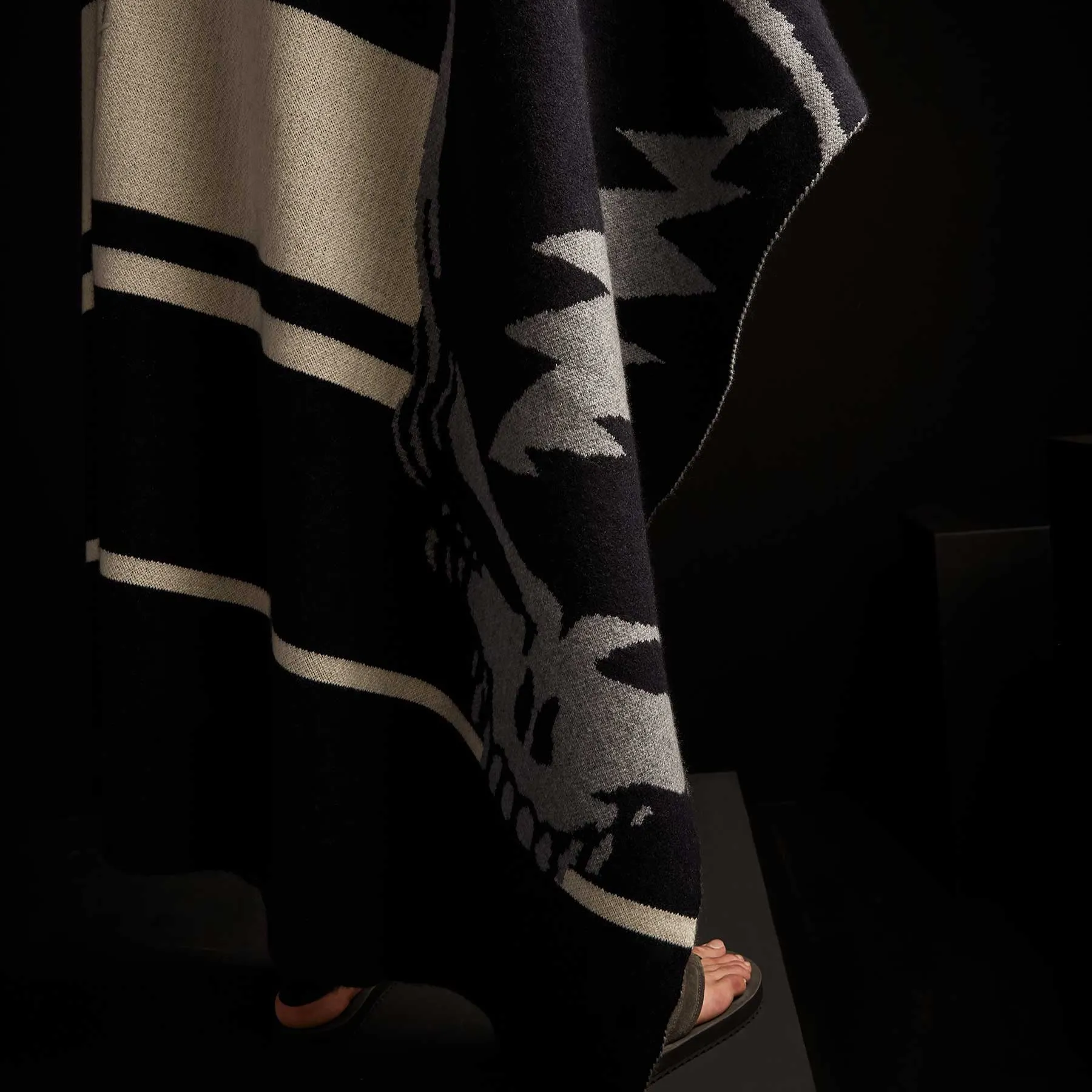 Grateful Dead Cashmere Blanket - Navy/Grey Smoke/Ivory