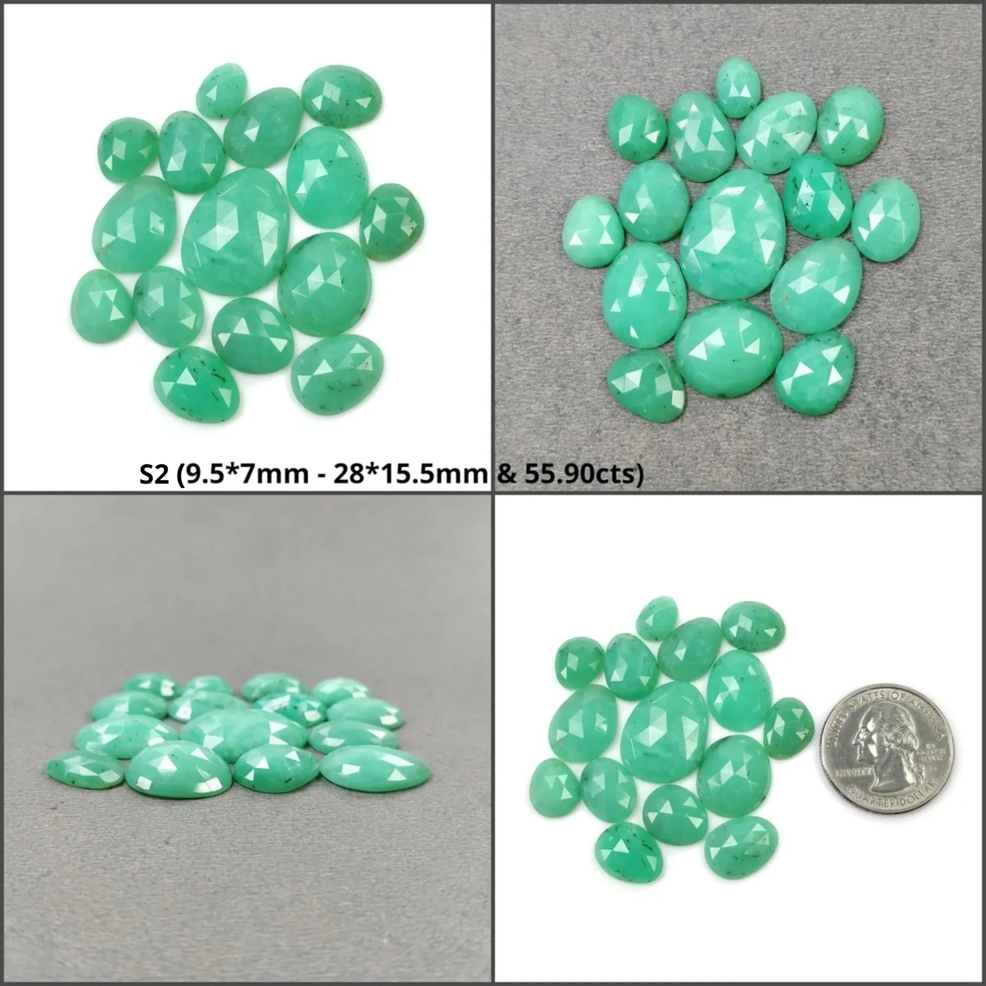 GREEN CHRYSOPRASE Gemstone Carving & Rose Cut : Natural Untreated Untreated Chrysoprase Uneven Pear Shape Sets