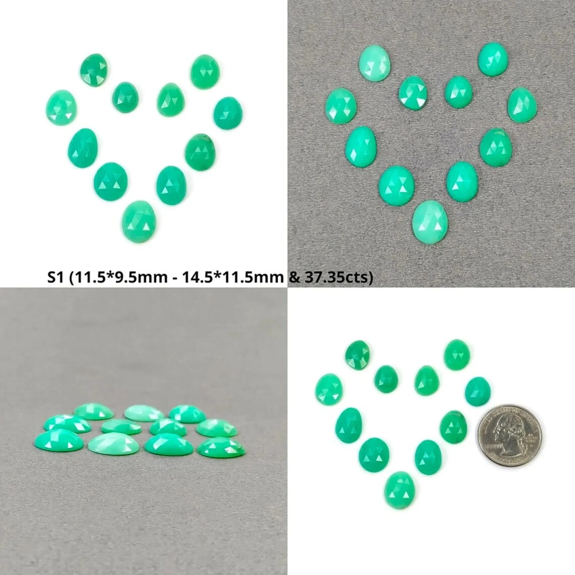 GREEN CHRYSOPRASE Gemstone Carving & Rose Cut : Natural Untreated Untreated Chrysoprase Uneven Pear Shape Sets