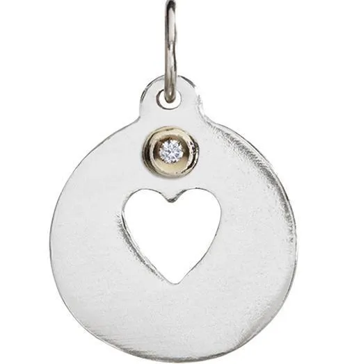 Heart Cutout Charm With Diamond