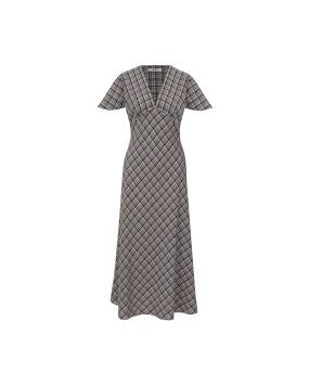 HONEY MIDI DRESS BLACK CHECK