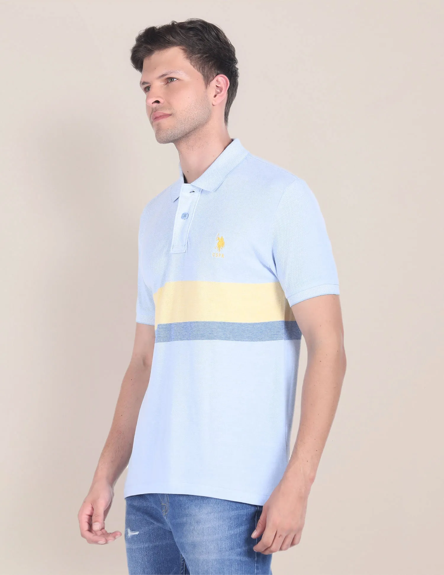 Horizontal Stripe Cotton Polo Shirt