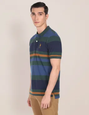 Horizontal Striped Cotton Polo Shirt