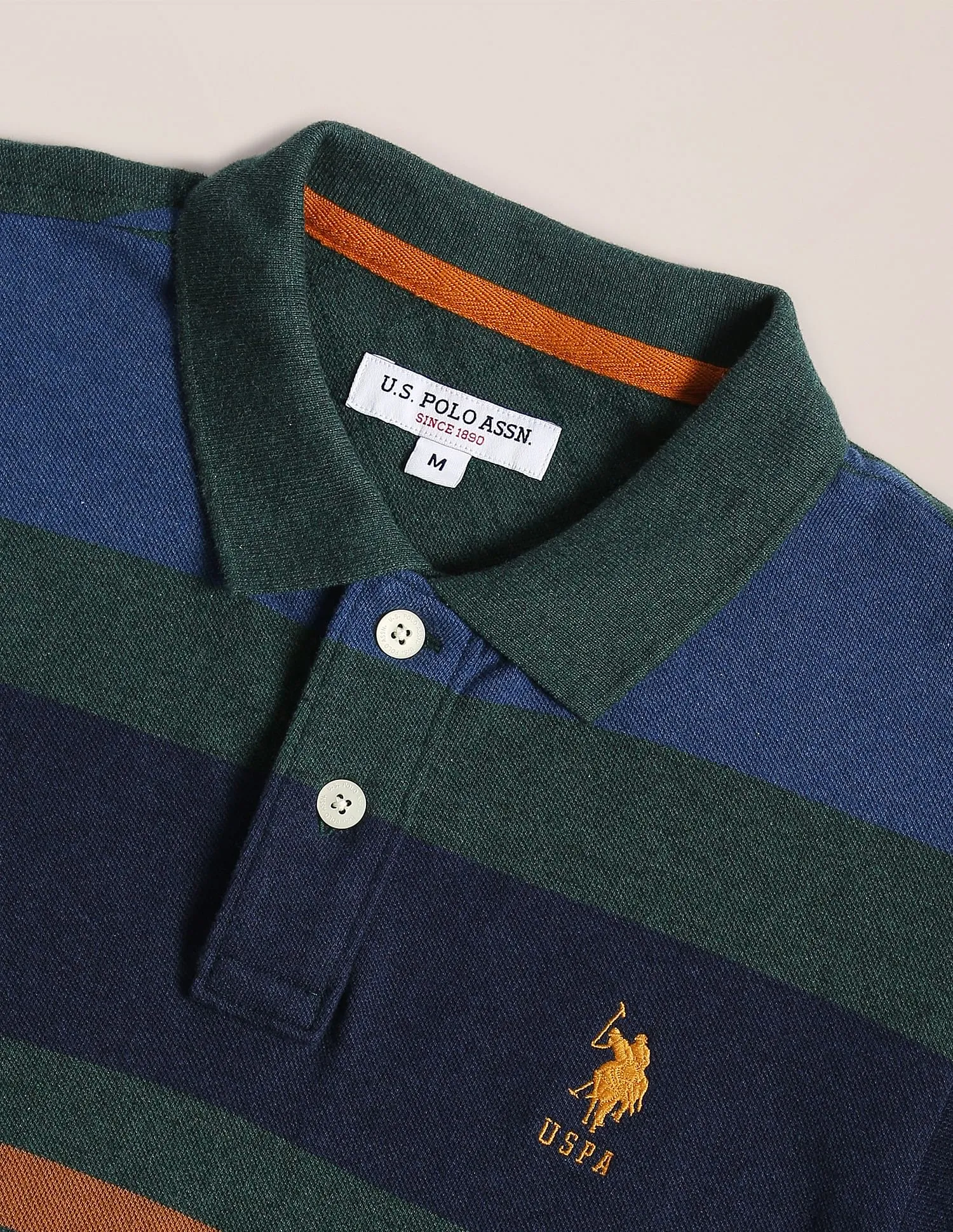 Horizontal Striped Cotton Polo Shirt