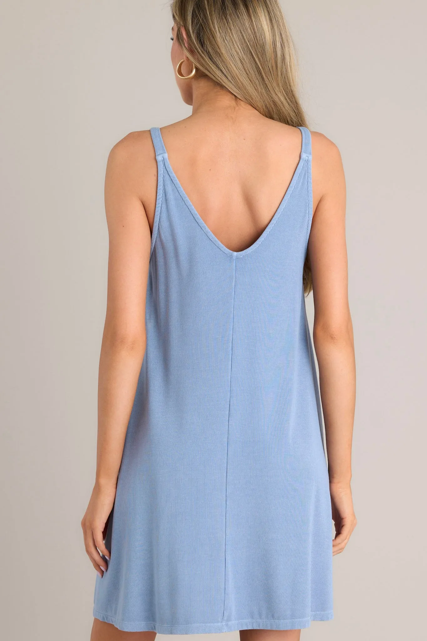 Into The Sky Ribbed Blue Mini Dress