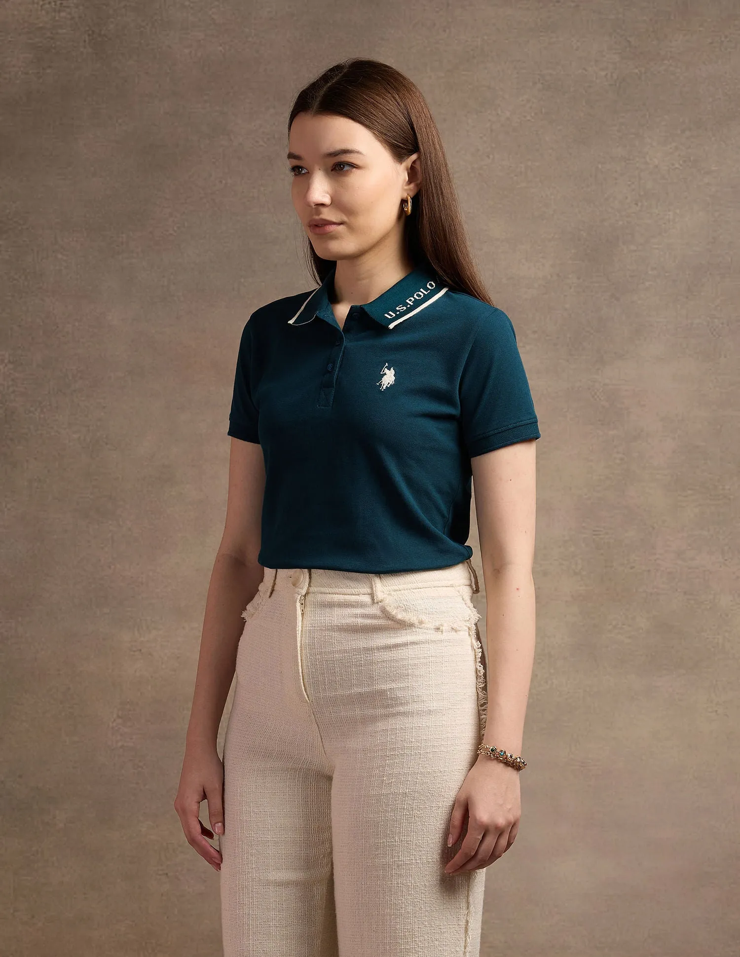 Jacquard Collar Polo Shirt