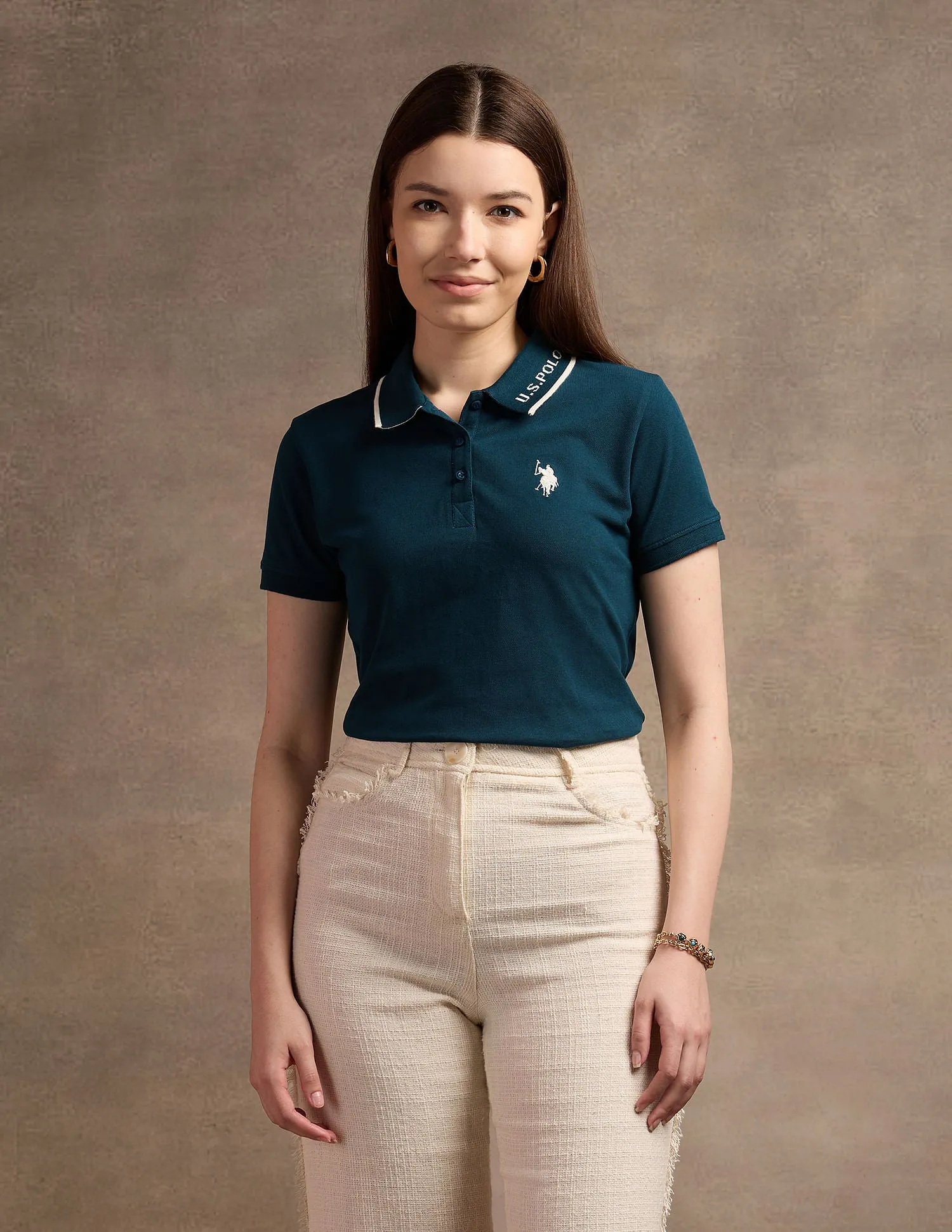 Jacquard Collar Polo Shirt