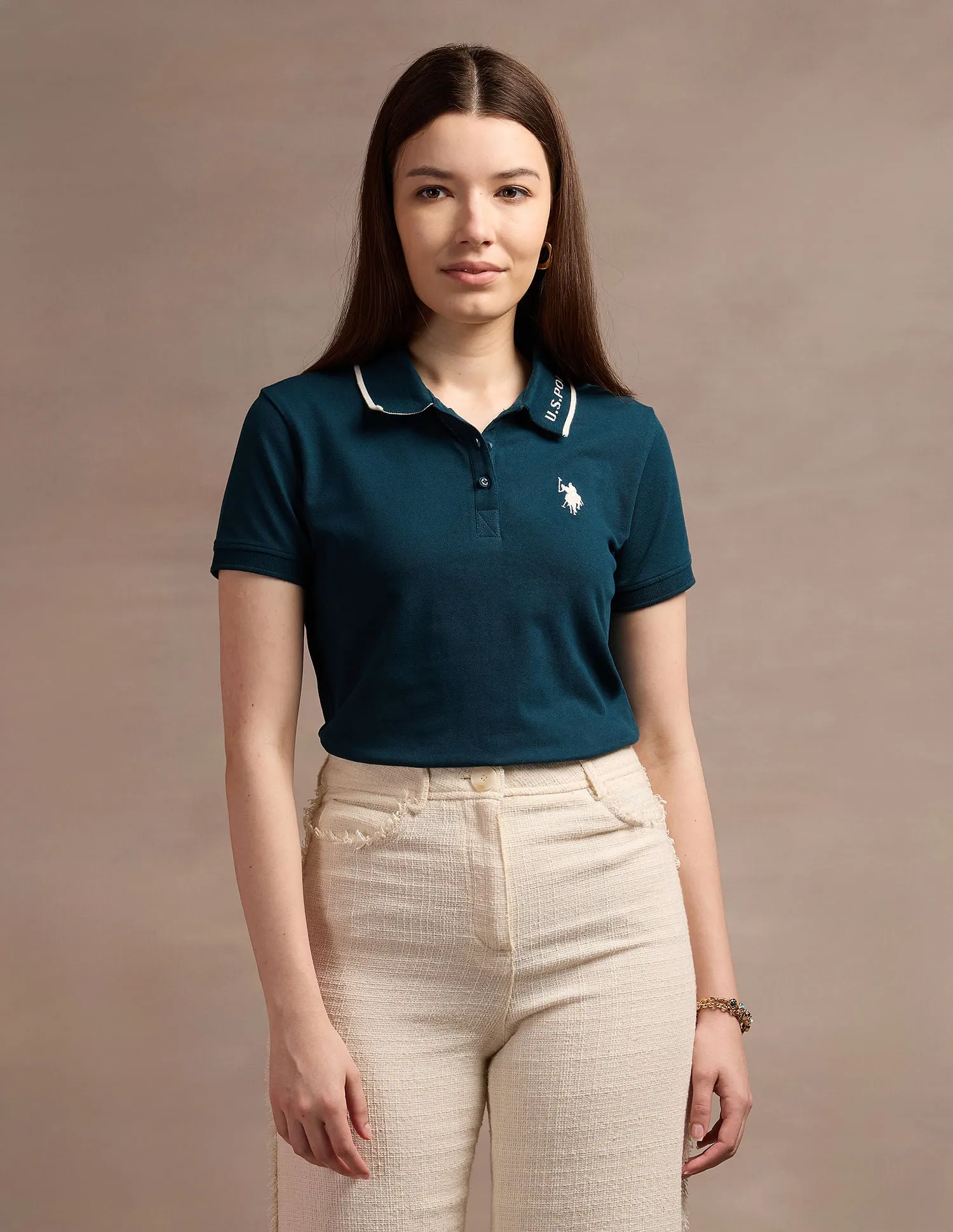 Jacquard Collar Polo Shirt