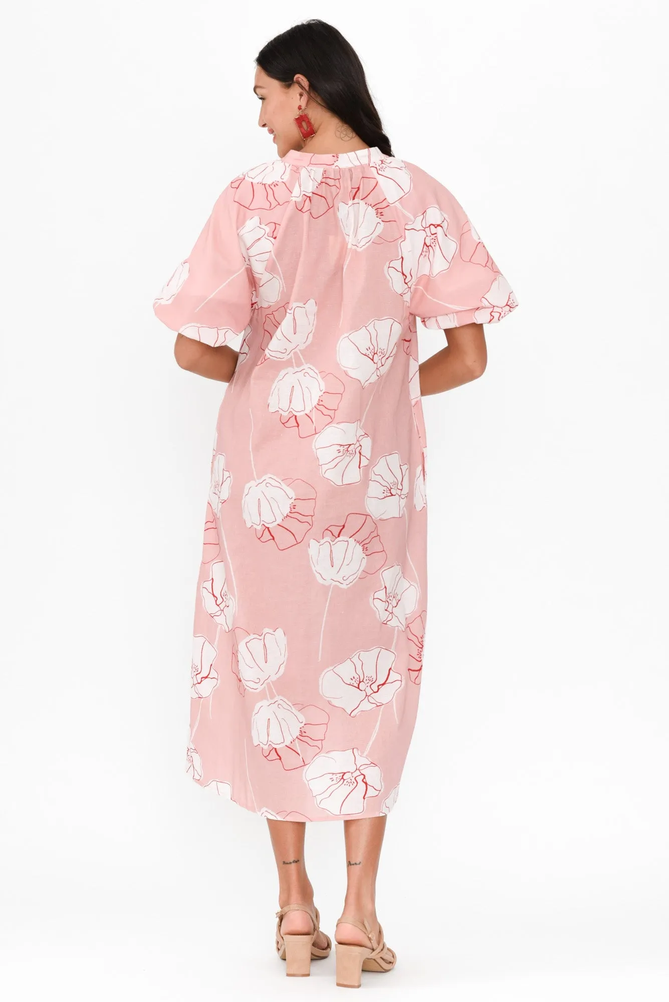 Janessa Pink Floral Tie Dress