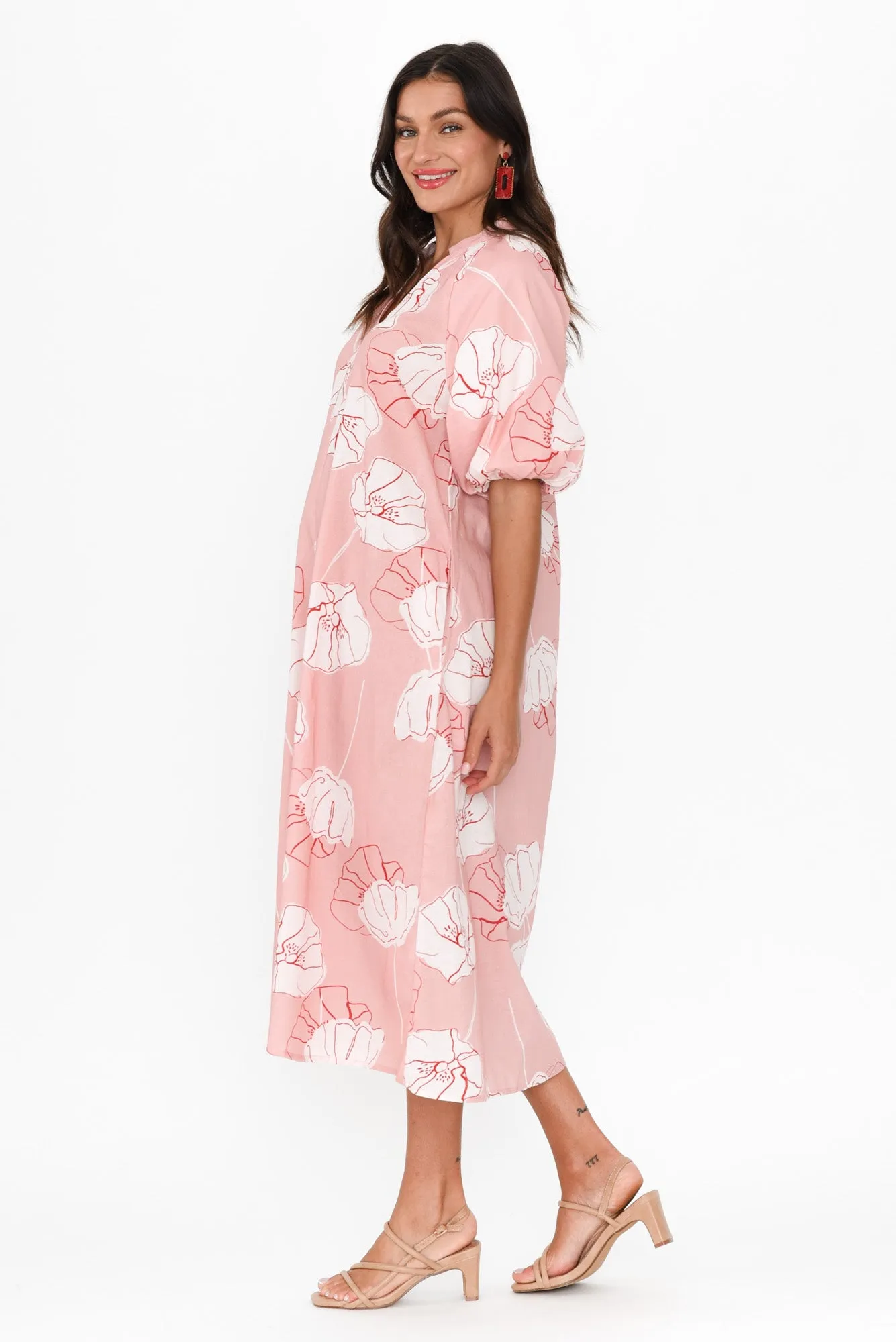 Janessa Pink Floral Tie Dress