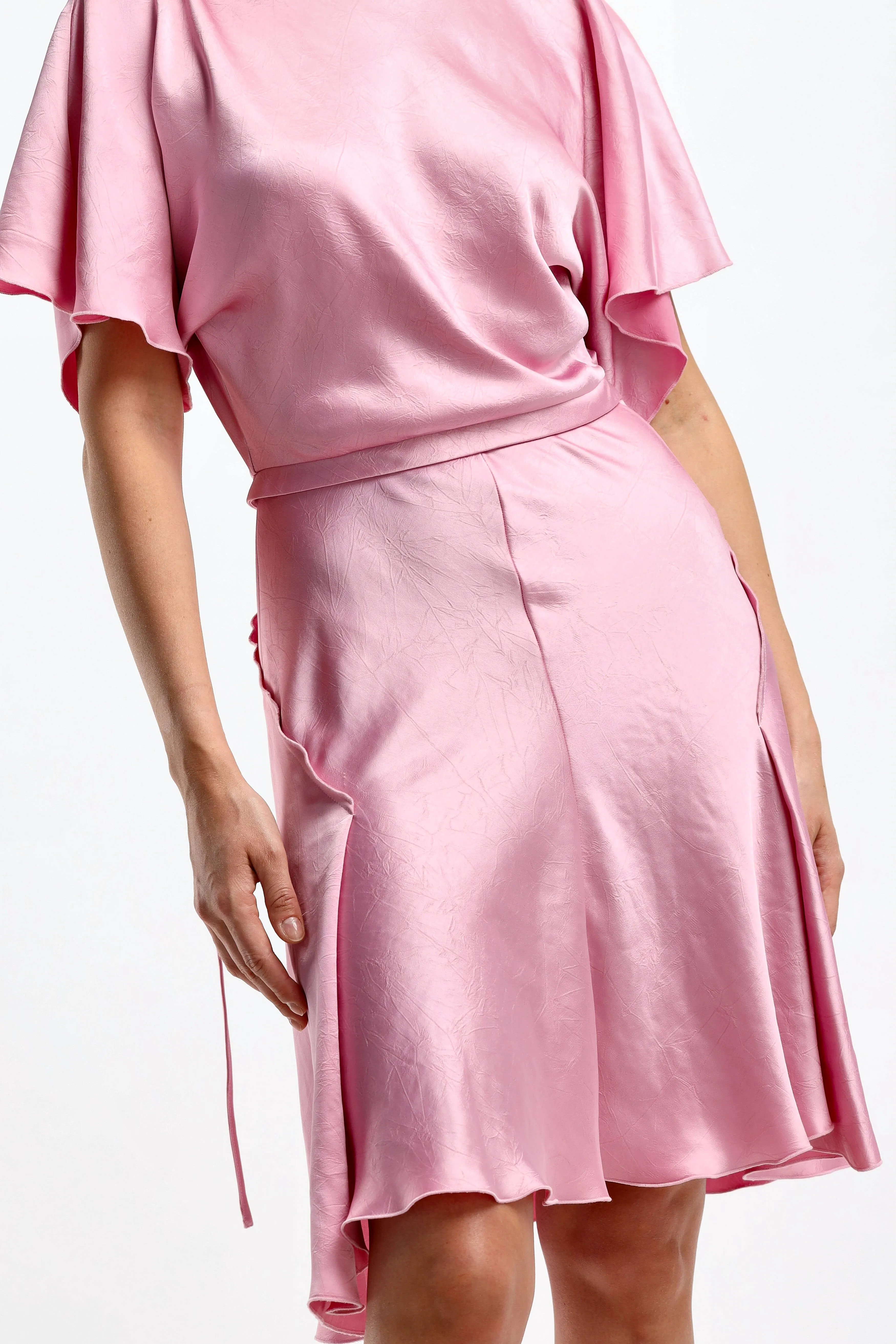 Kleid Draped Cut Out in Rose