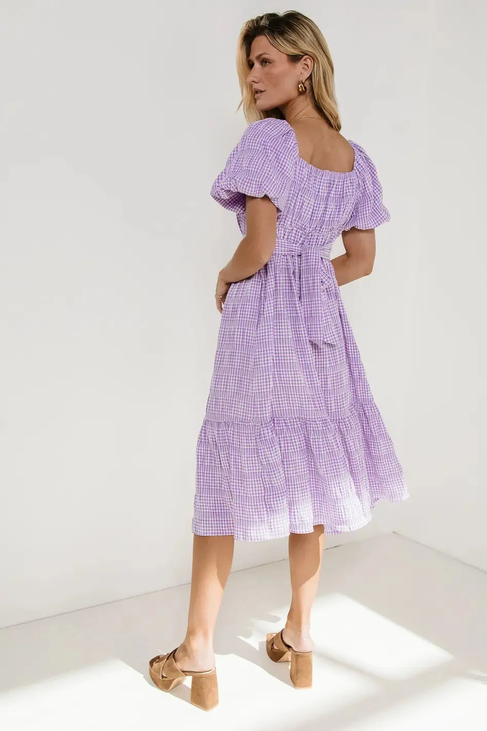 Laney Gingham Dress in Lavender - FINAL SALE