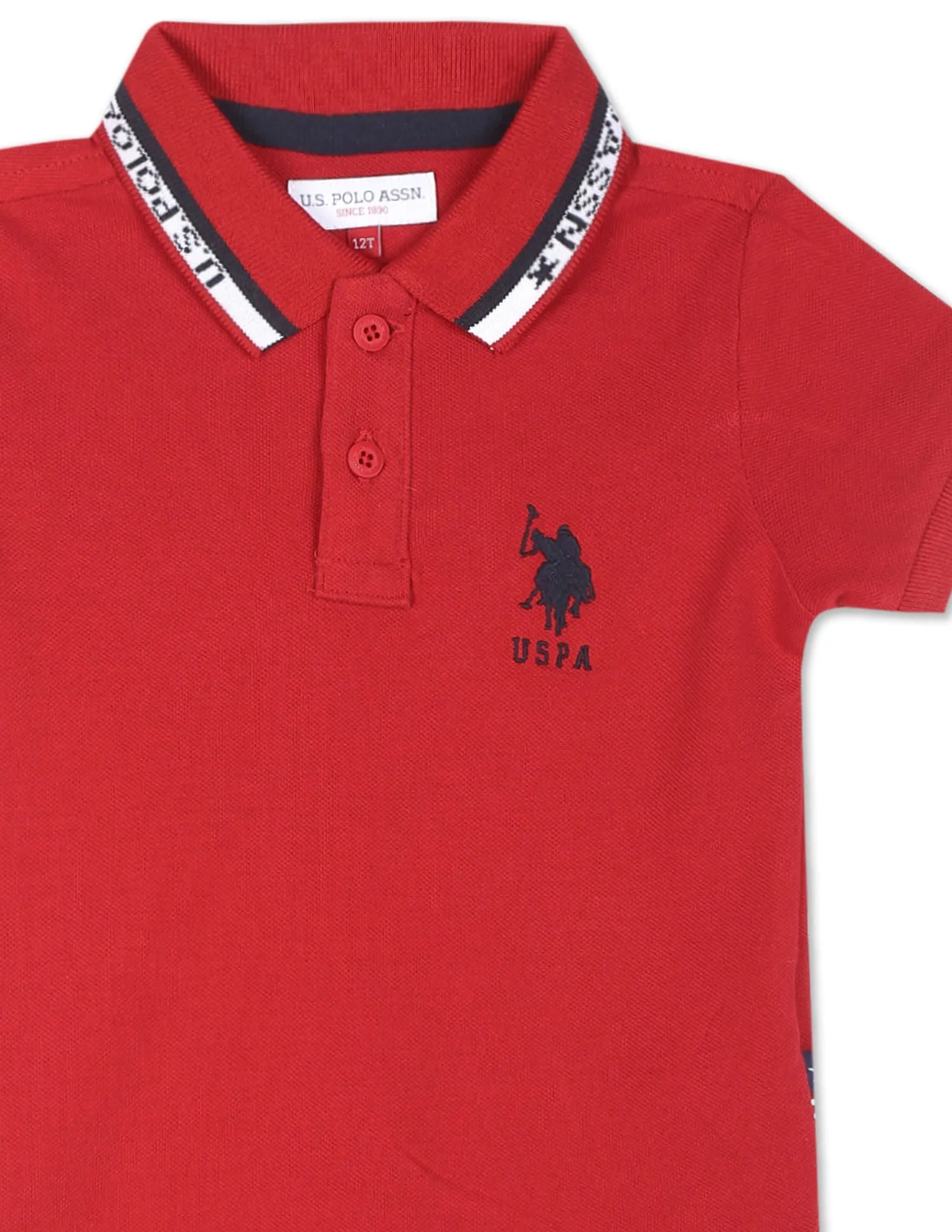 Logo Collar Solid Polo Shirt