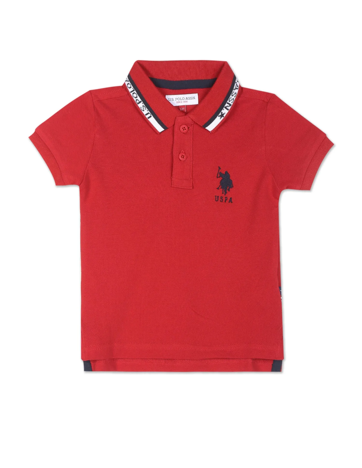 Logo Collar Solid Polo Shirt