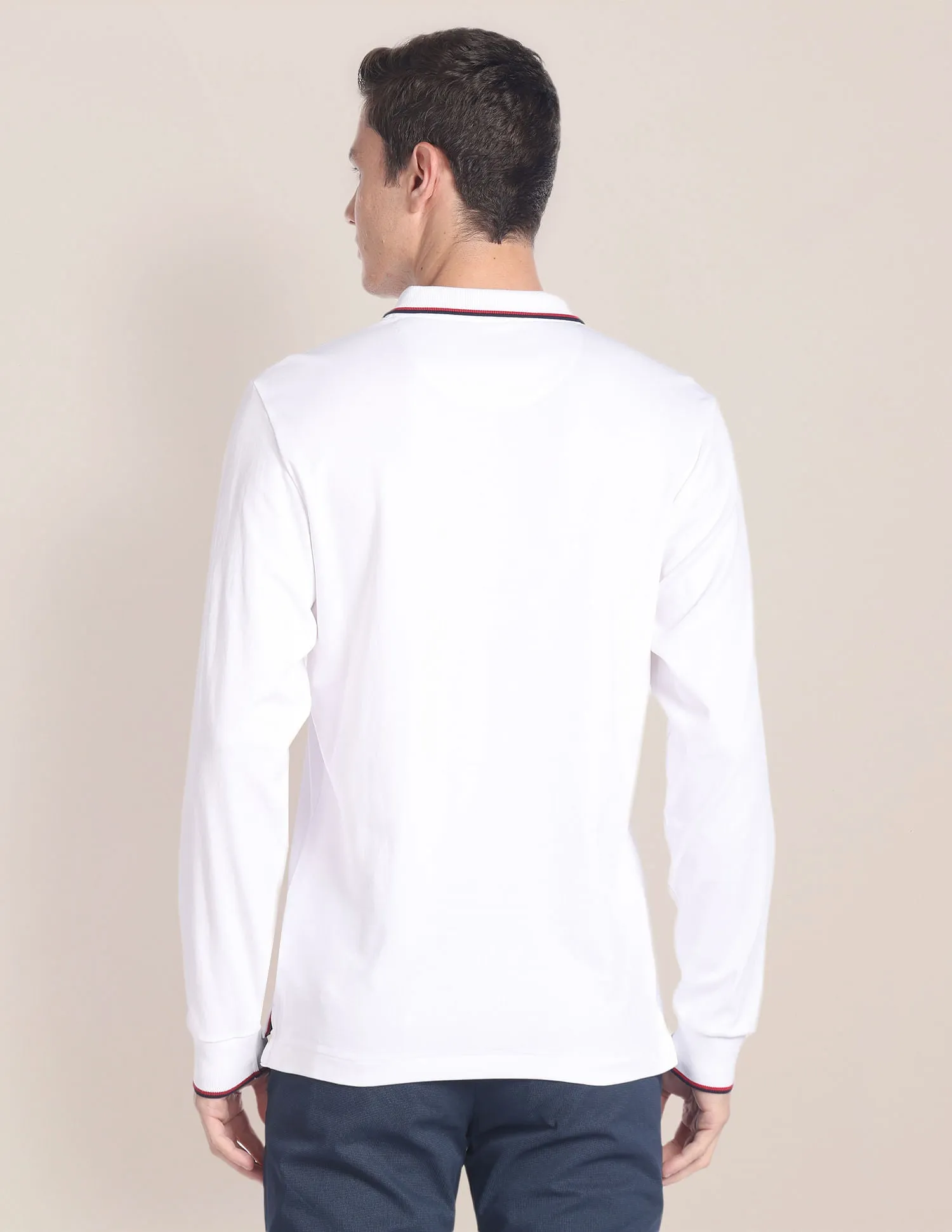 Long Sleeve Brand Embroidered Polo Shirt