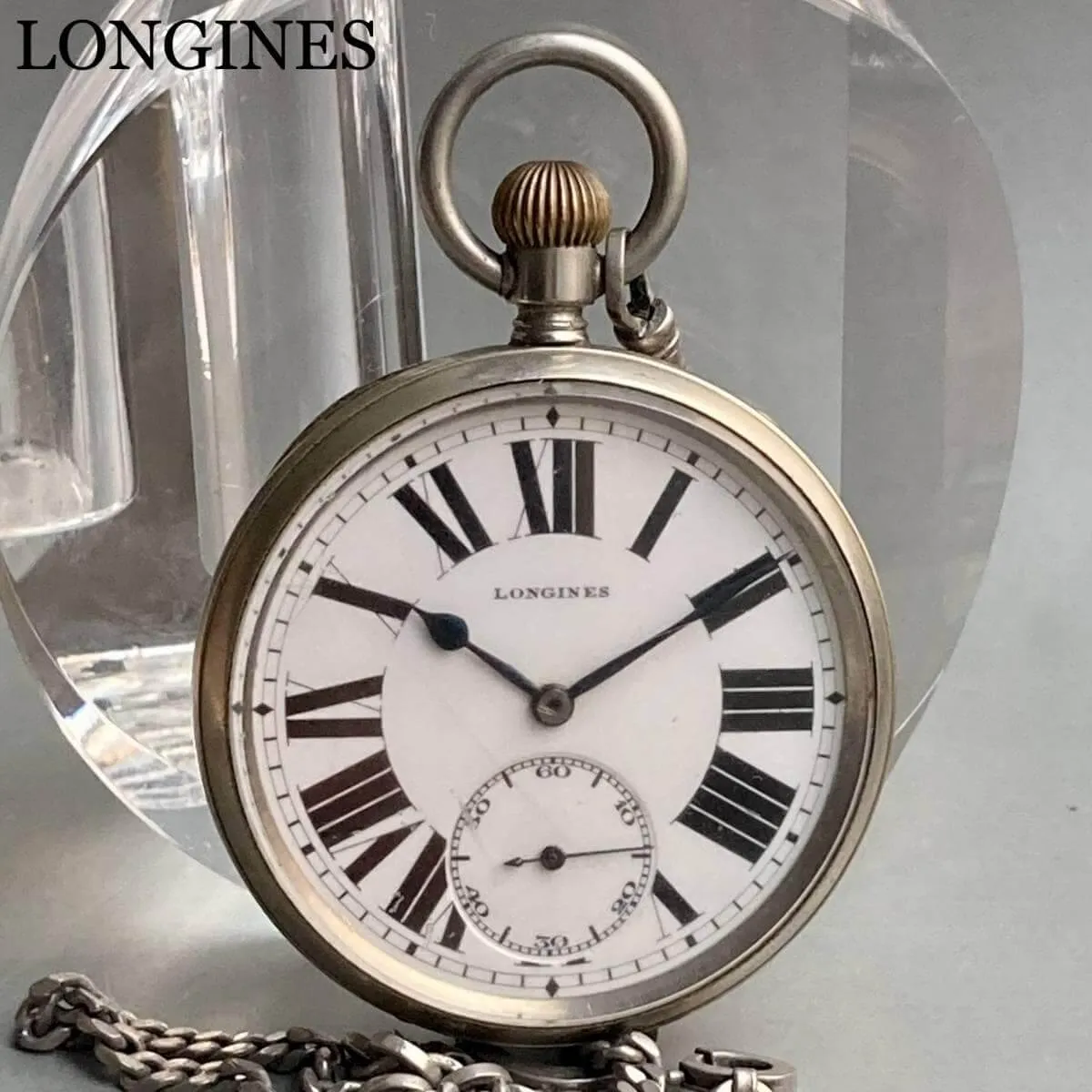 Longines Pocket Watch Antique Manual Open Face Roman 43mm