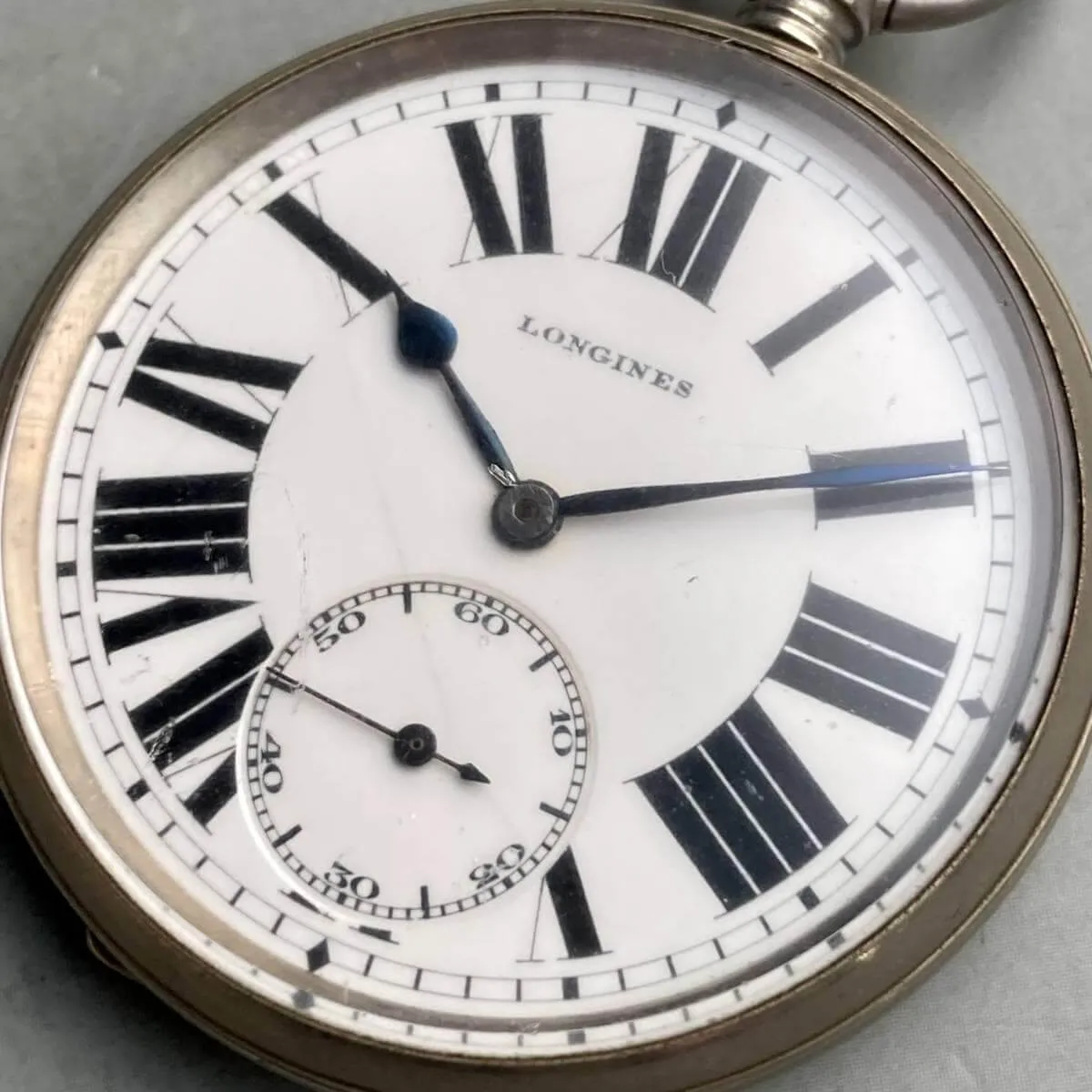 Longines Pocket Watch Antique Manual Open Face Roman 43mm