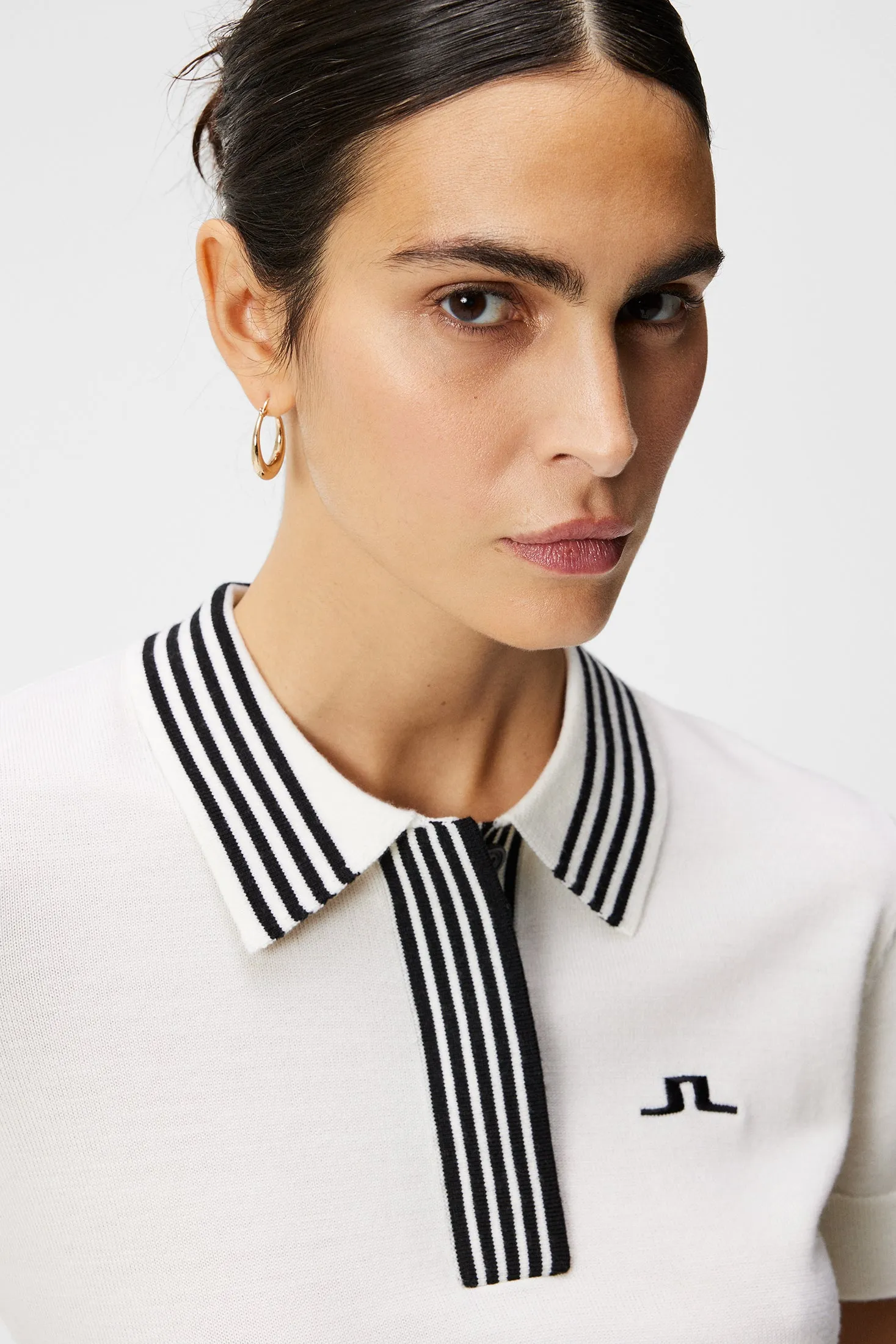 Lucie Fine Knit Polo / White