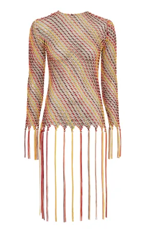 Macaria Fringe Macrame Top in Multi Silk