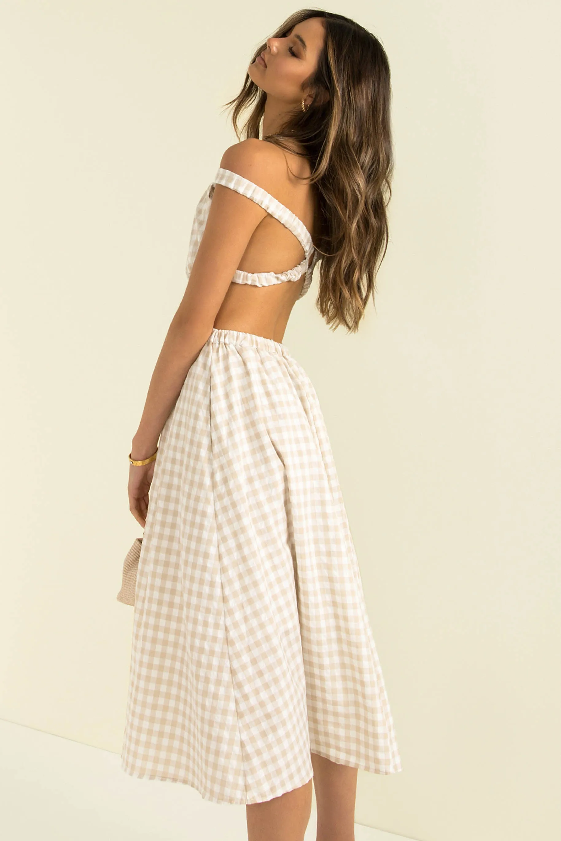 Marbella Dress / Beige Check