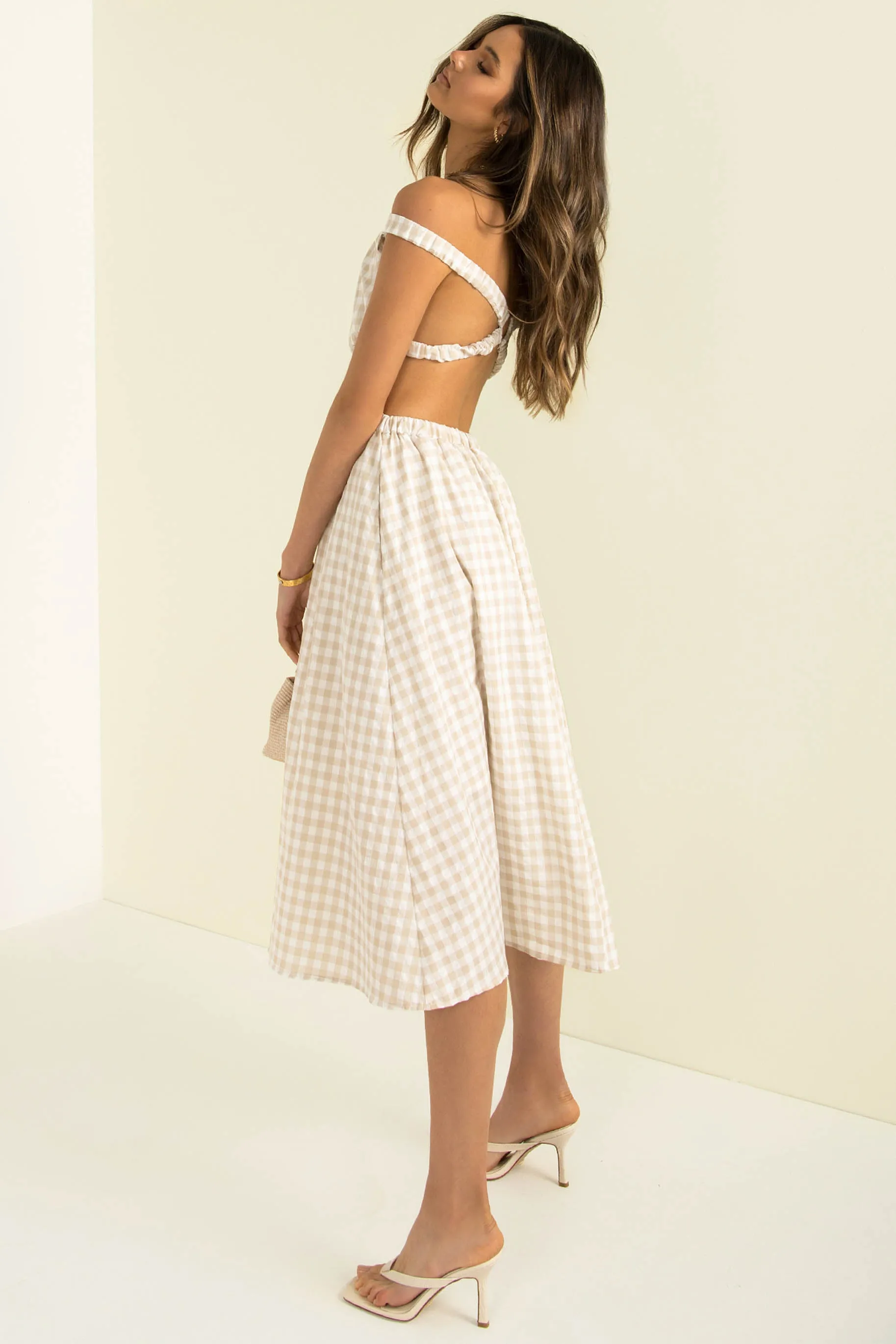 Marbella Dress / Beige Check