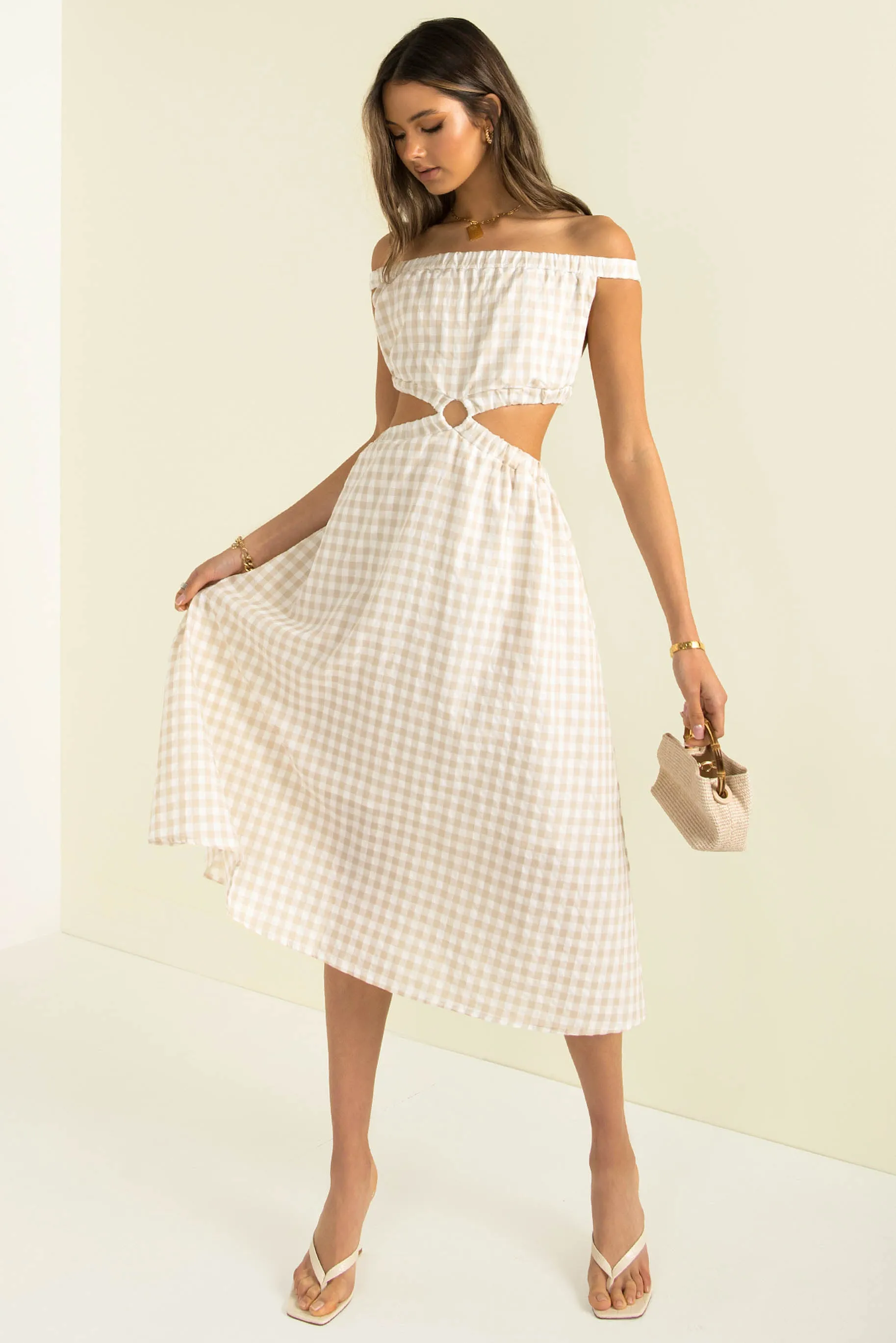 Marbella Dress / Beige Check