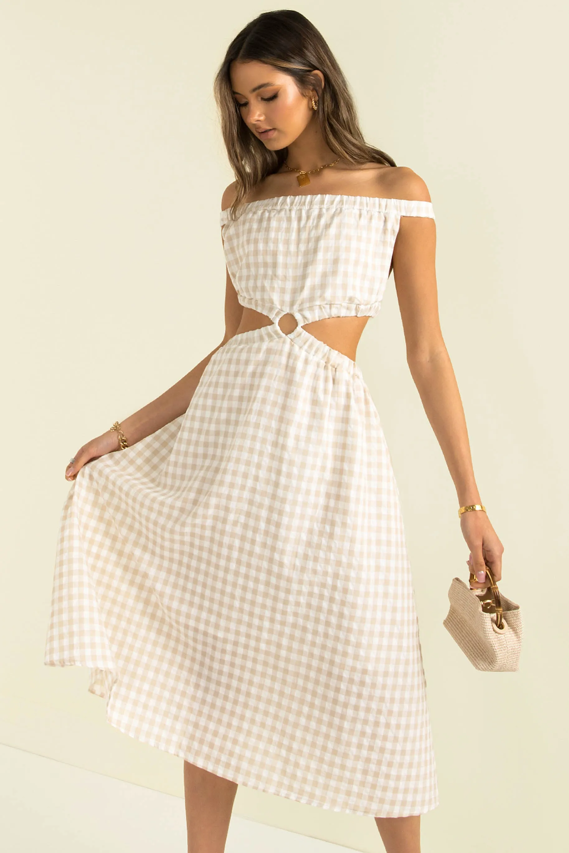 Marbella Dress / Beige Check