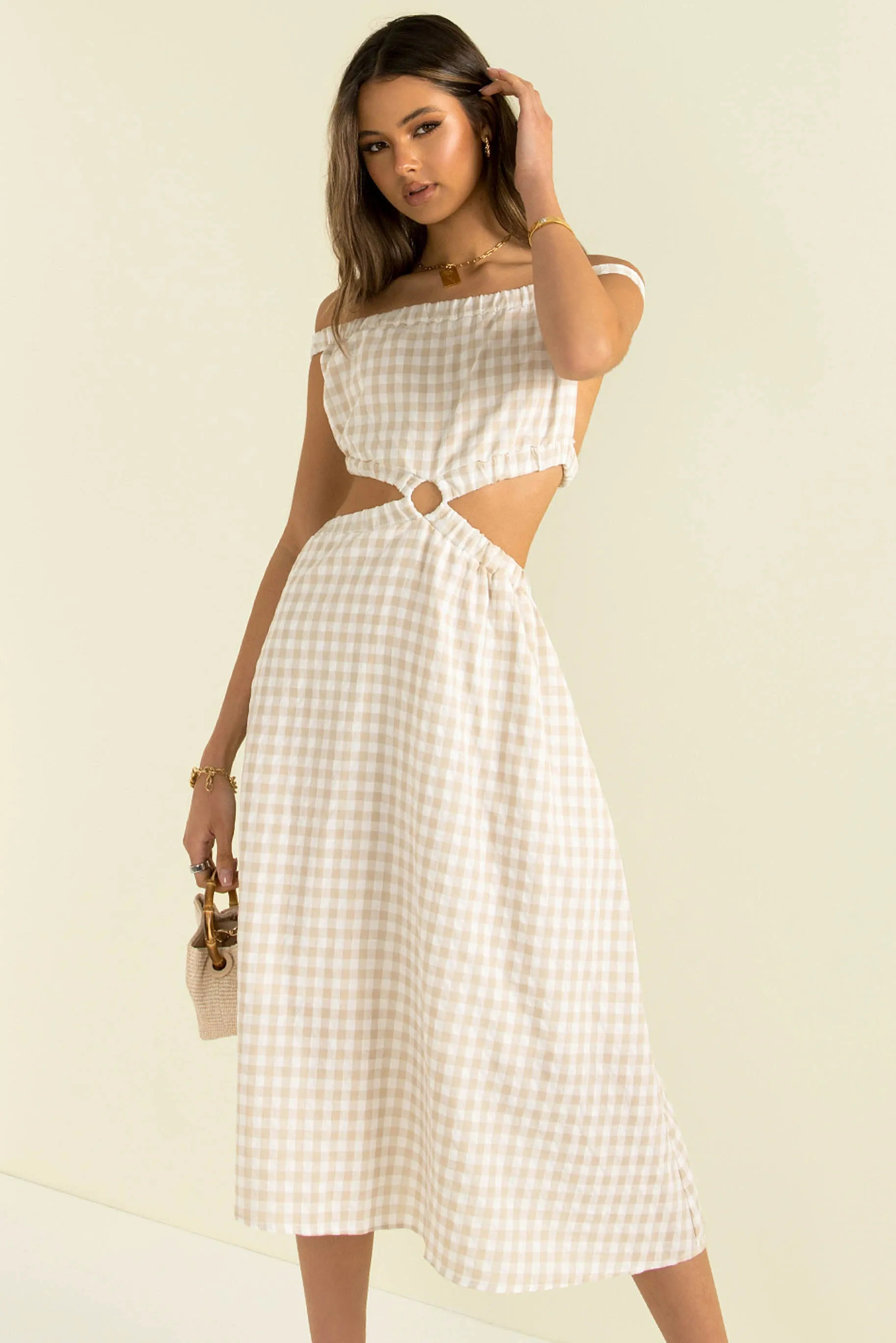 Marbella Dress / Beige Check