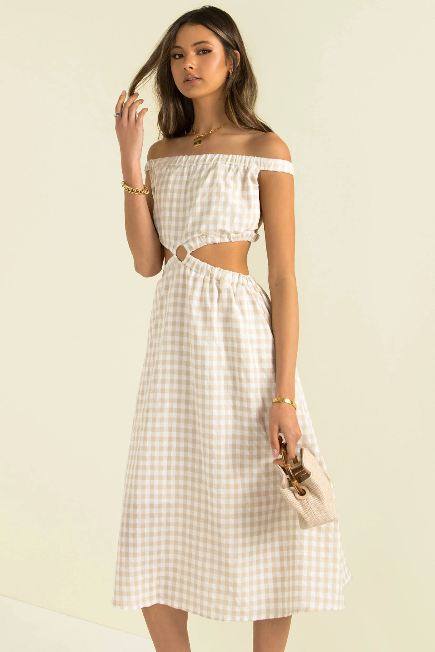 Marbella Dress / Beige Check