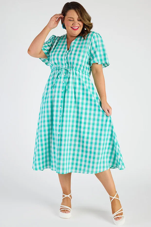 Marley Gingham Jade Dress