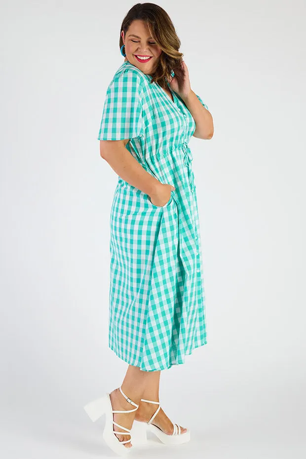 Marley Gingham Jade Dress