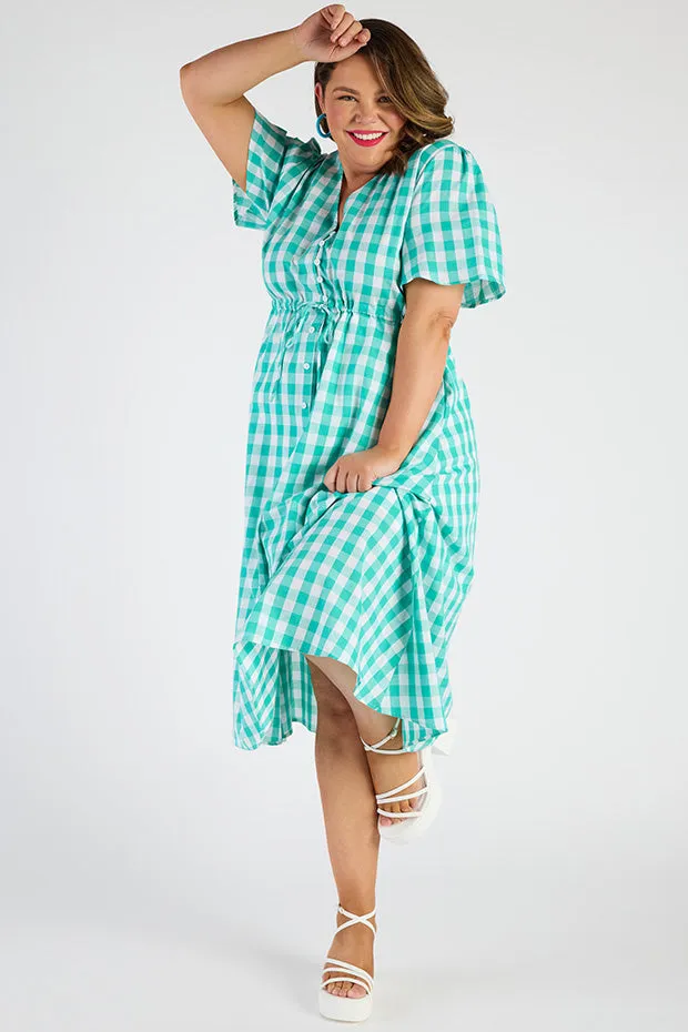 Marley Gingham Jade Dress