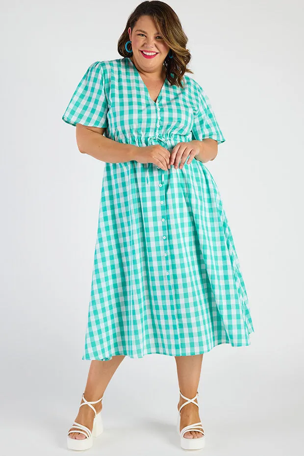 Marley Gingham Jade Dress